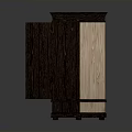 Dark Wood Traditional Storage Cabinets With Two Units One Open Interior Hanging Rod Design