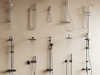 Modern Shower Heads Collection With Handheld And Overhead Designs For Bathroom Use 3d model