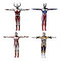 Four Colorful Superhero Action Figures In Standing Pose With Extended Arms