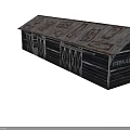 Old Storage Building With Rusted Metal Roof Dark Wooden Walls And Cross Wooden Doors