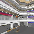 Modern Spacious Shopping Mall Lobby With Multi Level Floors Glass Railings And Bright Lighting