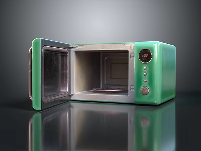 Green Computer PC Case With Open Door Control Panel And Digital 3d model