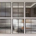 Modern Sliding Doors Featuring Diverse Glass Patterns And Sleek Metal Frames 3d model