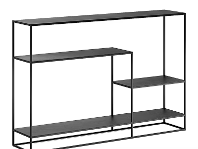 Modern Dining Table With Black Metal Frame And Multiple Shelves Of Different Heights 3d model