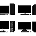 Desktop Computer Display With Multiple Monitors Towers Keyboards And Mice 3d model