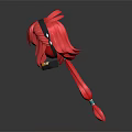 Detailed 3D Model Of Character Head With Red Long Hair And Headband