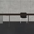 Modern Dining Table Set With Wooden Tabletop Black Chairs And Gray Wall