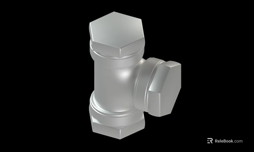 Polished Silver Stainless Steel T Joint Pipe Fitting For Plumbing Systems 3d model 