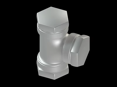 Polished Silver Stainless Steel T Joint Pipe Fitting For Plumbing Systems 3d model