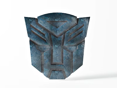 Metallic Wall Decor With Geometric Design And Textured Blue Green Surface 3d model