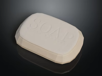 White Oval Carved Soap With Engraved Letters On Smooth Surface 3d model