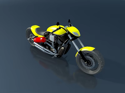 Stylish Yellow Motorcycle with Modern Sleek Design Black Wheels and Red Exhaust 3d model
