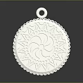 Stylish Silver Round Pendant With Ornate Sunburst Pattern And Decorative Edge 3d model