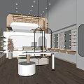 Elegant Boutique Store Interior With Wooden Decor Display Shelves And Oval Mirrors
