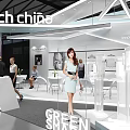Vatech China Exhibition Booth With Modern White Design And Staff Displaying Products