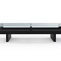 Modern Glass Top Coffee Table With Black Frame And Cross Design Structure 3d model