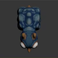 Blue Horned Game Movie Character With Big Eyes And Scaly Texture