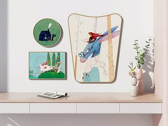 Modern Decorative Painting Children's Room Small Animal Hand-painted Decorative Painting 3d model