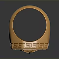 Luxury Gold Ring With Medusa Head Design And Geometric Pattern Details