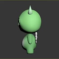 Cute Green Horned Winged Game Movie Character With Big Eyes And White Belly