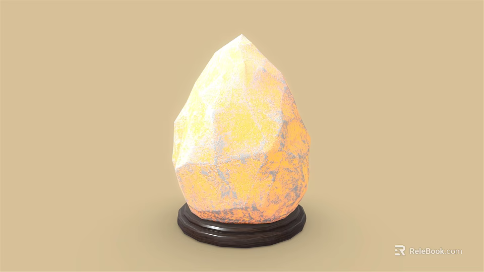 Natural Stone Shaped Decorative Lamp With Warm Yellow Light And Wooden Base For Home Decor 3d model 