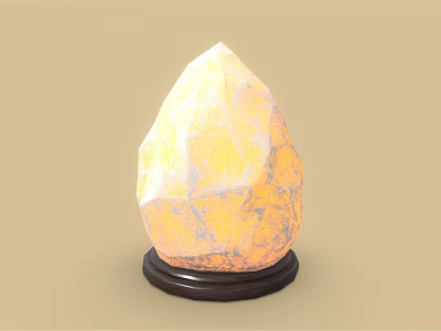 Natural Stone Shaped Decorative Lamp With Warm Yellow Light And Wooden Base For Home Decor 3d model