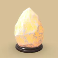 Natural Stone Shaped Decorative Lamp With Warm Yellow Light And Wooden Base For Home Decor