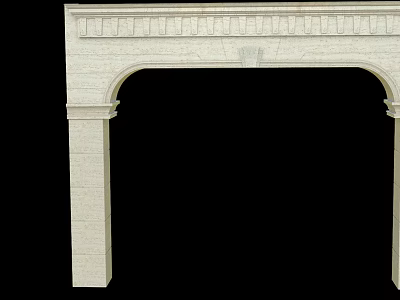 White Stone Door Arch With Decorative Top And Side Pillar Structure 3d model