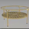 Elegant Round Gold Coffee Table With Glass Top And Intricate Decorative Base