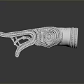 Elegant Silver Hand Ornament With Intricate Carved Patterns And Decorative Design