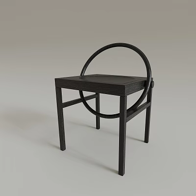 Modern Black Single Chair With Round Backrest Square Legs And Minimalist Design 3d model