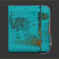 Vintage Turquoise Refrigerator With Dripping Distressed Finish And Retro Metallic Design
