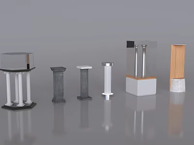Product Display Stand Product Display Column Style Museum Product Display Stand European Style Column Stone Glass Wood Grain 3d model