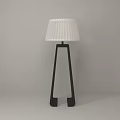 Modern Floor Lamp With White Pleated Lampshade And Black Triangular Stand 3d model