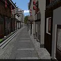 Traditional Ancient Architecture Exterior With Wooden Roof And Stone Paved Courtyard Area Design