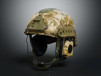 Tactical Camouflage Helmet With Protective Shell And Adjustable Straps Design 3d model