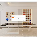 Modern Indoor Sports Equipment Table Tennis Table With White Design And Colorful Circular Wall Decor
