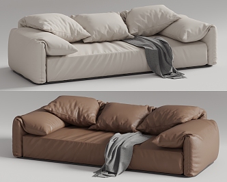 Silón Double Sofa Casual Sofa Leather Sofa 3d model