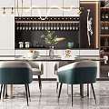 Elegant Modern Restaurant Interior With Wine Racks Pendant Lights Dining Table And Chairs