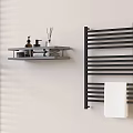 Modern Stylish Bathroom Accessories With Wall Shelf Towel Rack Toiletries And White Towel