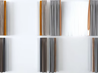 Modern Striped Curtains with Multiple Colors on White Background for Home Decor 3d model