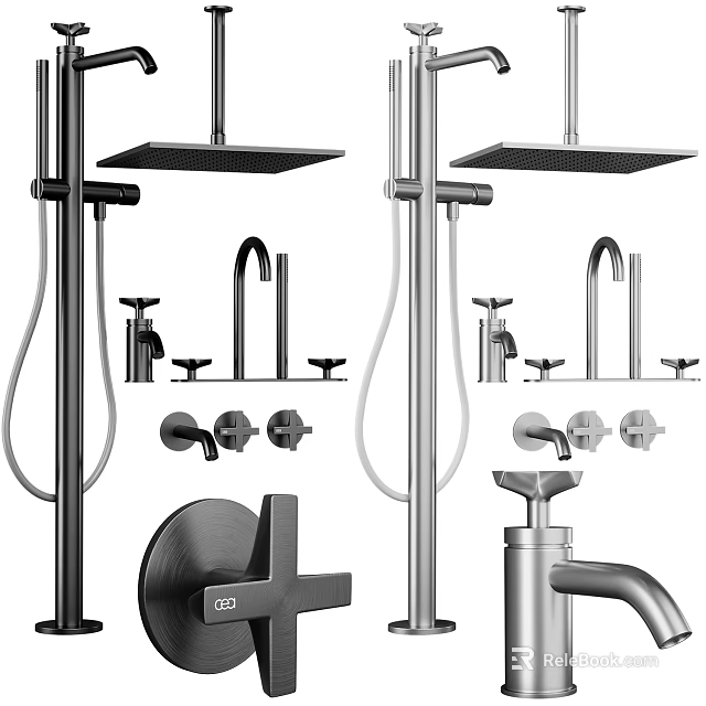 Modern Bathroom Kitchen Shower Faucet Designs With Handle Spray Head Fixtures 3d model