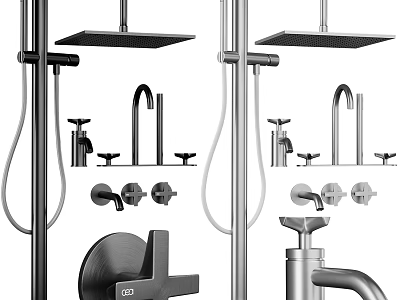 Modern Bathroom Kitchen Shower Faucet Designs With Handle Spray Head Fixtures 3d model