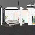 Modern Beauty Hair Salon Interior With Large Windows Sofa Seating Area And Elegant Reception Desk