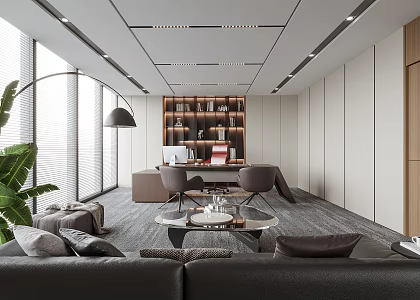 modern general manager office chairman office boss office desk and chair 3d model