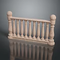 Scenic Garden Landscape Enhanced By Classical Stone Railing With Cylindrical Balusters 3d model