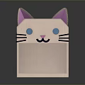 Cute Cat Face Shaped Wooden Storage Box With Pink Ears And Blue Eyes