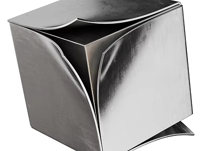 Modern Metal Sculpture With Abstract Geometric Folded Design For Contemporary Art 3d model