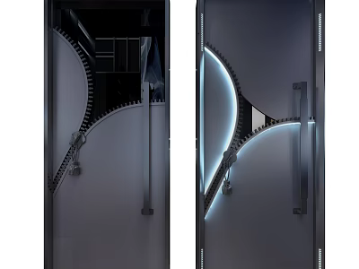 Modern Swing Door Design With LED Light Accent And Glass Panel In Dark Frame 3d model
