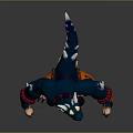 Fierce Game and Movie Character With Spiked Back Blue Body Red Pants And Purple Claws
